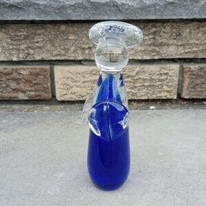 Blue Glass Angel Figurine w/ Halo & Wings